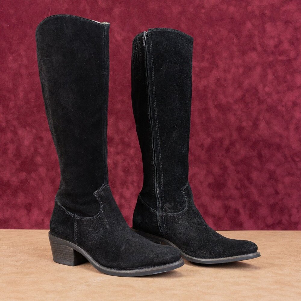 Matisse Women Gunslinger Blck Suede Block Western Cowboy Knee Boots size 6